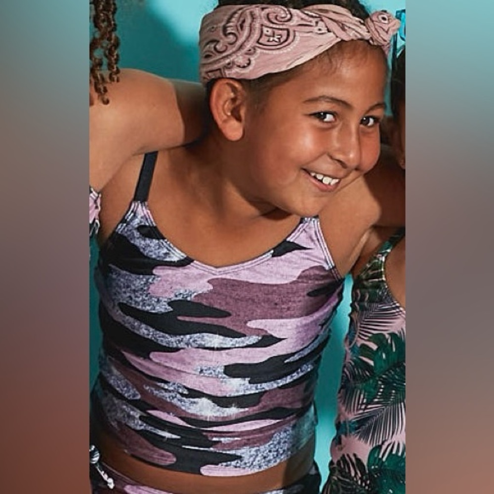 PixieLane Glitter Camo Tankini Set (Little Girls)